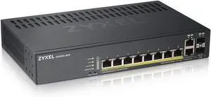 Zyxel 8-Port PoE Gigabit Switch | Smart-Managed | 8x PoE+ @130W | 2x SFP | Optional Nebula Cloud | Rackmount [GS1920-8HP]
