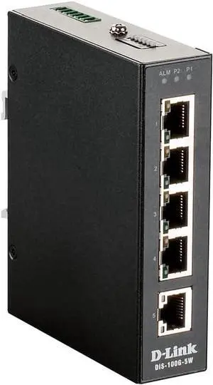 D-Link 5-Port Gigabit Industrial Unmanaged Switch | 5 10/100/1000BASE-T Ports | L2 | Fanless | Plug and Play (DIS-100G-5W)
