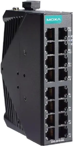 eds-2016-ml ethernet - 16 10/100BaseT(X) Ports Unmanaged Ethernet Switch, Dual 12/24/48 Power inputs, -10 to 60°C (Moxa)