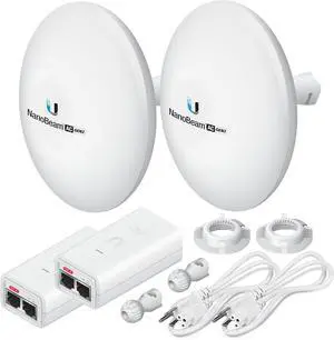 Wireless Bridge NBE-5AC-GEN2 PRE-CONFIGURED Bundle of 2 Ubiquiti NanoBeam 5AC GEN2, 2 Units Kit 100% Configured as Outdoor Point-to-Point Wi-Fi Bridge, Plug and Play, 450+ Mbps Speed, 15+ km Range.