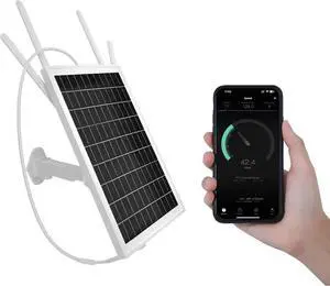 15W Solar Powered 4G LTE Modem Router, Outdoor Solar Powered WiFi Extender with SIM Card Slot, 50M WiFi Range, IP66 Waterproof, Long Endurance 24/7, 24000mAh Batteries