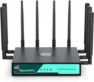 RM520N AX3000 WiFi 6 5G Router with Sim Card Slot,LTE Cellular Gateway with 9 High Gain Detachable Antennas, 5G NR Modem Support 128 Users for Home Office,AT&T T-Mobile Certified,VPN