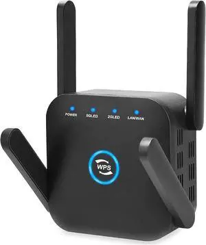WiFi Signal Transceiver, Wireless Gigabit Home Router Extender 1200M Dual Frequency Amplifier Internet Repeater with Ethernet Port,Black