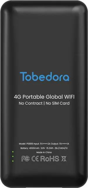 Portabal WiFi, Mobile Hotspot Device for Travel, Support 10 Devices Connection Travel Router, No SIM Card & Contracts Required, 4G LTE WiFi Hotspot in 135+ Countries