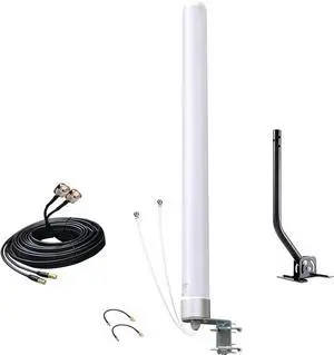 Omni Directional 4G LTE Router Antenna for T Mobile Home Internet Hotspot, Outdoor MIMO Cellular SMA TS9 Antenna with 10Meter Cable Mounting Pole
