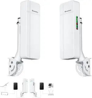 Dual 1Gbps Ethernet Port Point to Point WiFi Extender Long Range Bridge, 5.8GHz 3KM 1000Mbps Starlink WiFi Extender Signal Booster, Outdoor Wireless Bridge with 18dBi High Gain Antenna, 2 Pack