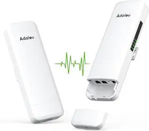 Gigabit Wireless Bridges - Starlink WiFi Extender, 5.8G Point to Point Wireless Bridge Outdoor with 2 x 1Gbs LAN Ports, AdaLov 5KM WiFi Ethernet Bridge for PtP/PtMP, Outdoor CPE Work with Starlink