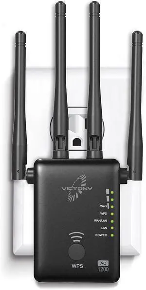 VICTONYUS VICTONY WA1200 Wireless Range Extender 1200Mbps WiFi Extneder Dual Band with 4 External Antennas WiFi Signal Booster White