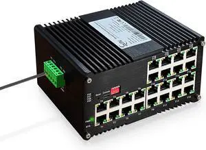 24-Port Managed PoE Gigabit Industrial Ethernet Switch, 2-LayerLightning Protection 4KV, IP40, -40°C to 80°C (-40°F to 176°F) OperatingPlug&Play,Support CLI, Web, DHCP Server/Client