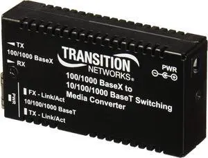 Transition Networks StandAlone Mini Gigabit Ethernet Fiber Media Converter GigE (M/GE-PSW-SFP-01-NA)