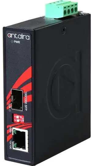 Antaira IMC-C1000-SFP-T SFP to Gigabit Ethernet Compact Media Converter, DIN-Rail Mount, -40° to 75°C Operating Temperature, Redundant 12-48 VDC Power Input, 5-Year Warranty