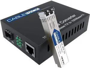 Gigabit Media Converter LC Multi-Mode Fiber Media Converter, up to 550m, 10/100/1000Base-Tx to 1000Base-SX (SX Transceiver Included) by CableRack