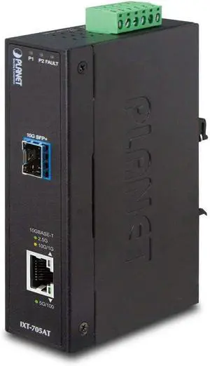 TECHNOLOGY IXT-705AT Industrial 10G/5G/2.5G/1G/100M Copper to 10GBASE-X SFP+ Media Converter