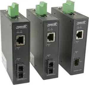 Transition Networks Unmanaged Hardened Gigabit Ethernet Media Converter - 1 x Network (RJ-45) - Gigabit Ethernet - 1000Base-X, 10/100/1000Base-T - 1 x Expansion Slots - SFP (Mini-GBIC) - 1 x SFP Slot