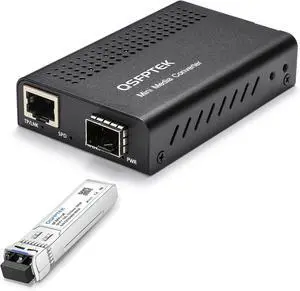 10G Media Converter with 10Gbse-LR SFP+ Module, RJ45 to SFP+ Fiber, 1 x 10G RJ-45 Port, 1 x 10Gbps SFP+ Slot, 10Gbe SFP Module for Cisco Power Adapter Included