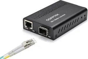10G Media Converter with 5M Fiber Patch Cable, 10 Gigabit Copper to Fiber Ethernet, Unmanaged 1x 1G/2.5G/5G/10GBase-T RJ45 to 1x 10GBase-X SFP+ Slot, Support 10G SR/LR Module and Optical Cable Cord