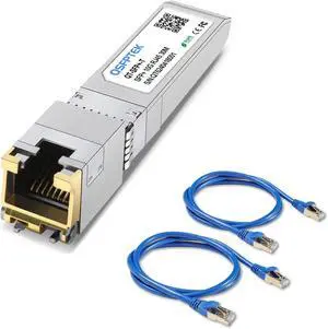10GBASE-T SFP+ to RJ45 Transceiver, 10G Ethernet Copper Module, with 2pcs 0.5M CAT7 Ethernet Cable, Blue High Speed STP Internet Cable RJ45 Patch Cable for SFP Module, Computer, Laptop, etc