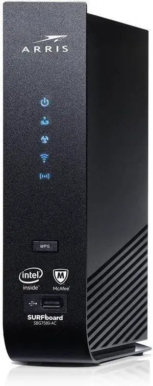 ARRIS SURFboard (32x8) DOCSIS 3.0 Cable Modem Plus AC1750 Dual Band Wi-Fi Router, Certified for Comcast Xfinity, Spectrum, Cox & more (SBG7580AC McAfee), SBG7580AC-MCAFEE, Black