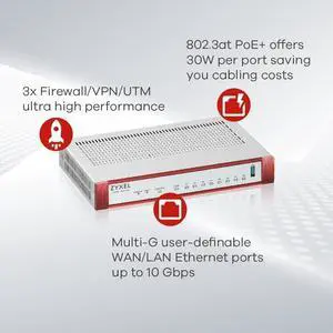 Zyxel High Speed Cyber Security Firewall | VPN | Business Class Recommended up to 50 Users | Nebula Cloud Option [USGFLEX100H]