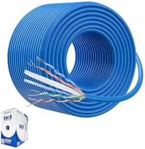 Cable Matters [UL Listed] 10Gbps in-Wall Riser Rated (CMR) 23AWG Bare Copper Cat6 Ethernet Cable - 500ft, Cat 6 Ethernet Cable Spool, Cat 6 Cord Bulk, Blue