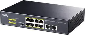 Cudy 8 Port PoE+ Switch with 2 Uplink Ports 120W, 8 10/100Mbps PoE+@120W, Extend/VLAN Mode, 802.3af, 802.3at Standard, Fanless, Watchdog, Plug and Play FS1010P