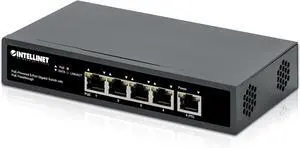 Intellinet PoE++ Powered 5 Port Gigabit Ethernet Switch with PoE Passthrough - 65W Power Budget via AC Power & 95W Power Budget via POE PD, 30W per Port, Fanless & Quiet3 Yr Mfg Warranty-561808