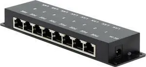 PoE Texas 8-Port Passive Midspan PoE Injector with 48V 120W Power - Network Switch Upgrade for IP Cameras, VoIP Phones, WiFi Access Points - IEEE 802.3af/at Compatible - 10/100 Mbps Fast Ethernet