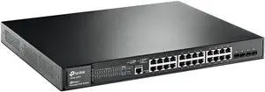 TP-Link 24 Port Gigabit PoE Switch; 24 PoE+ Ports @384W, w/4 SFP slots; L2 Managed; Limited Lifetime Protection; Support L2/L3/L4 QoS, IGMP and LAG; IPv6 and Static Routing (T2600G-28MPS)