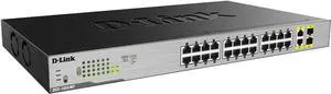 D-Link Ethernet Switch, 26 Port PoE Gigabit Unmanaged Rack-Mount Networking 24 x PoE (370 Watt), 2 x Gigabit Combo Ports (DGS-1026MP)