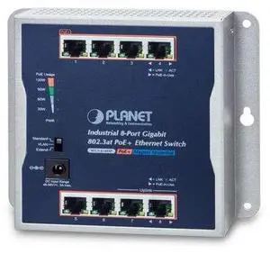 WGS-818HP Industrial 8-Port 10/100/1000T Wall-Mounted Gigabit PoE+ Switch
