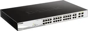 D-Link - DGS-1210-28MP 28-Port Layer 2 Smart Managed Gigabit PoE Switch - 24 Ports - Manageable - Gigabit Ethernet - 1000Base-X, 10/100/1000Base-T - 2 Layer Supported - Modular - 4 SFP Slots