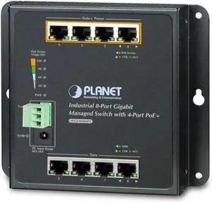 WGS-804HPT Industrial 8-Port 10/100/1000T Wallmount Managed Switch with 4-Port PoE+ (-40~75°C)