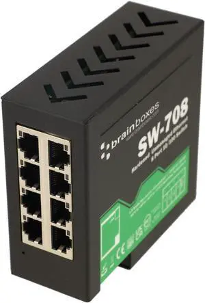 Brainboxes SW-708 8 Port Unmanaged Ethernet Switch DIN Mountable