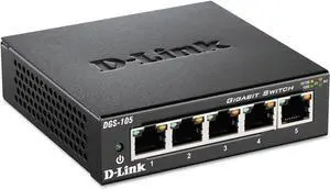 D-Link DGS105 5-Port Gigabit Ethernet Switch, Unmanaged