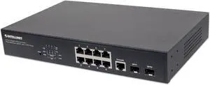 Intellinet 8-Port Gigabit Ethernet PoE+ Web-Managed Switch - POE Power Budget of 140W, 2 SFP Slots, Self-Healing, IPv4/v6, 19" Rackmount 3 Yr Mfg Warranty- 561167