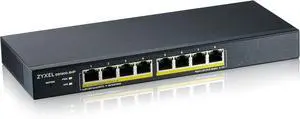 Zyxel 8-Port Gigabit PoE Switch | Smart Managed | Desktop / Wall Mount and Fanless Design | 8 PoE+ Ports with a Budget of 70W | VLAN, IGMP, QoS [GS1900-8HP]