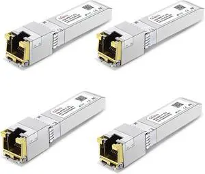 SFP+ to RJ45 10GBase-T Module, 1.25G/2.5G/5G/10G Copper SFP to Ethernet Networking Transceiver for Cisco SFP-10G-T-S, Ubiquiti UniFi UF-RJ45-10G, Meraki, Supermicro and More, up to 30m,4pcs