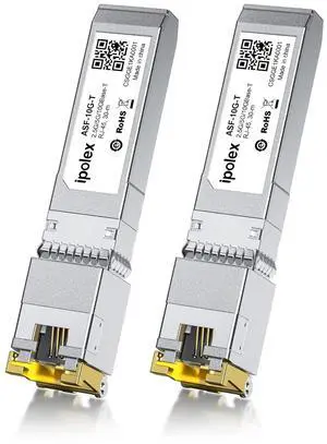ipolex 2.5/5/10G SFP+ to RJ45 Transceiver, 10GBase-T Module, 10G-T Copper SFP+ CAT6a/CAT7 RJ45 Module, Up to 30m, for Cisco SFP-10G-T-S, Ubiquiti UF-RJ45-10G, Meraki, TP-Link, Netgear and More, 2 Pack