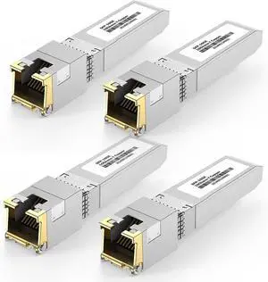 10Gb SFP+ to RJ-45 Module Transceiver 98Ft (30m), 10 Gigabit SFP+ Copper Ethernet CAT6a Transceivers Compatible with 5Gb/ 2.5Gb/ 1Gb, NOT Compatible with Brand Dell, Aruba, HP, H3C [4-Pack]