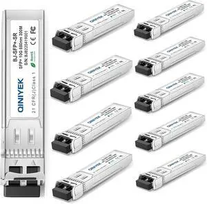 10Pack 10GBase-SR SFP+ Transceiver,10G SR SFP Multi-Mode LC Module 850nm,up to 300 m,Compatible with Cisco SFP-10G-SR, Unifi UF-MM-10G, Meraki,Fortinet,Mikrotik,Netgear,Supermicro and More