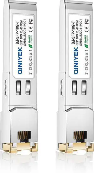 10G SFP+ to RJ45 Modules, 10Gbase-T Copper Gbic with RTL8261N Chip Compatible for Cisco,Meraki,Ubiquiti, TP Link,Supermicro,Netgear,Broadcom and More,up to 30 Meters (Pack of 2)