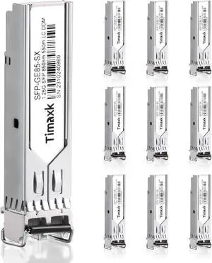 1.25G SFP 1000Base-SX, 850nm MMF, up to 550 Meters, LC Multi Mode 1G Fiber Transceiver Modular for Cisco, Meraki, Ubiquiti UniFi, Mikrotik, Intel, Netgear, D-Link, Qnap, Linksys and More