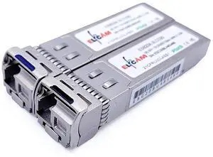 Elfcam® - 1 Pair 10Gb SFP+ BIDI Transceiver Module 1270nm/1330nm, with The Fiber Port Simplex Singlemode SM LC/UPC, DDM 20KM, Compatible with Cisco, Ubiquiti, Mikrotik, D-Link and Open Switch