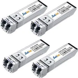 10G Gigabit Single Mode SFP+ LC Module,10G 1310nm SMF, up to 10 km, DDM,10GBase-LR Fiber Transceiver, Compatible with Cisco, Ubiquiti, Mikrotik,Netgear, Dlink,Linksys and More (4 Pack)