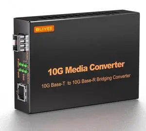 10G Media Converter, Unmanaged 100M/1G/2.5G/10GBase-T Fiber Transceiver, SFP to RJ45 Converter, Support 10GBase-SR/LR Transceiver, Auto-Negotiation, Plug and Play