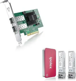1 Pack ipolex X520-DA2, 10GbE Network Card and 2 Pack 10G LR SFP+ transceiver