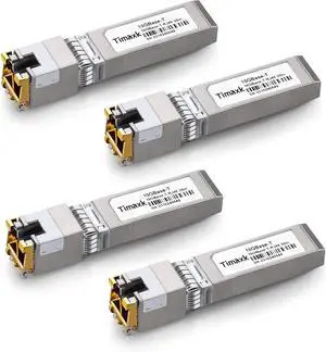 4Pack 10GBase-T SFP+ to RJ-45 Transceiver, 10Gbe SFP+ Copper Ethernet Module, up to 30 Meters, Compatible with Cisco, Ubiquiti, Mikrotik, D-Link, Netgear, Qnap, Linksys and More