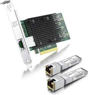 10GbE Copper Network Bundle: Versatile Pack of 2 SFP+ to RJ45 Transceiver and PCI-E NIC for Intel X540-T1