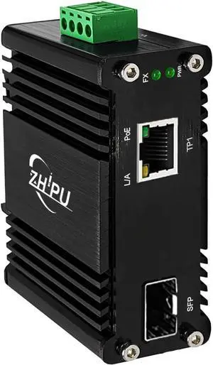 Industrial 30w POE Media Converter with 1 Port Gigabit 10/100/1000Mbps Ethernet and 1 SFP Port DIN Rail/Wall Mountable 12~48V DC Input