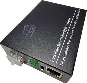 iszo 2.5G SFP Port Transceiver Media Converter,20km SM,RJ45 100M/1000M/2.5G Adaptive,Full/Half Duplex,Inside TTL Port,Also Work 2.5G/1G GPON SFP ONU Stick Such as The 5671A and G-010S-P and More
